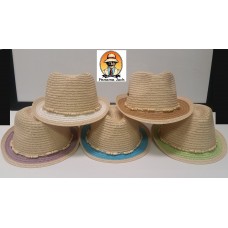 Mujers PANAMA JACK Fedora Hat Paper Braid w Shell Beaded Trim 2" Brim PJL567 NWT  eb-24999639